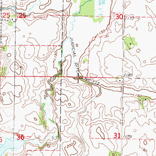 Topographic Map of Judicial Ditch Number One Hundred Five, MN
