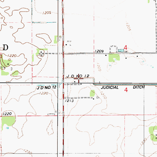 Topographic Map of Judicial Ditch Number Twelve, MN