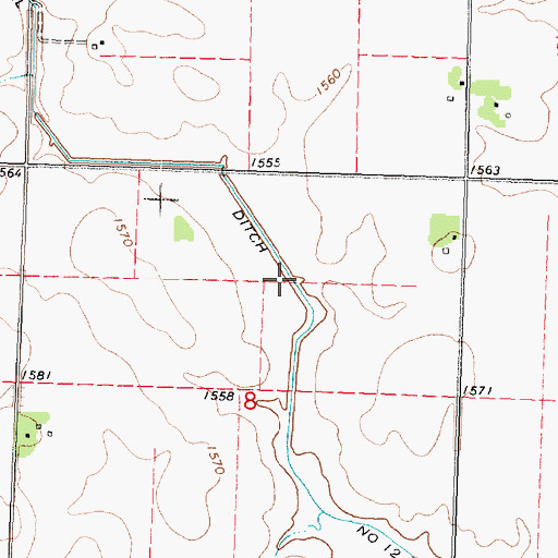 Topographic Map of Judicial Ditch Number Twelve, MN
