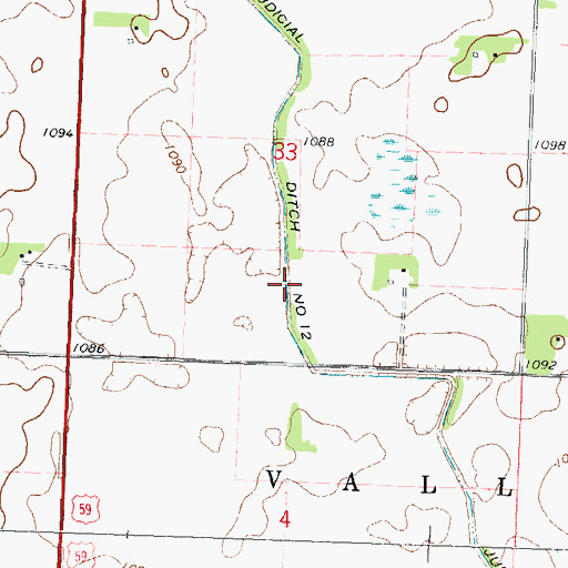 Topographic Map of Judicial Ditch Number Twelve, MN