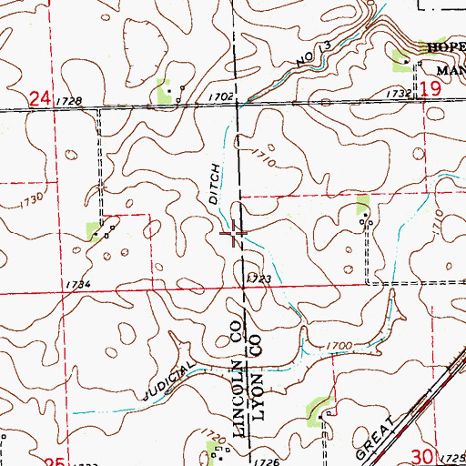 Topographic Map of Judicial Ditch Number Thirteen, MN