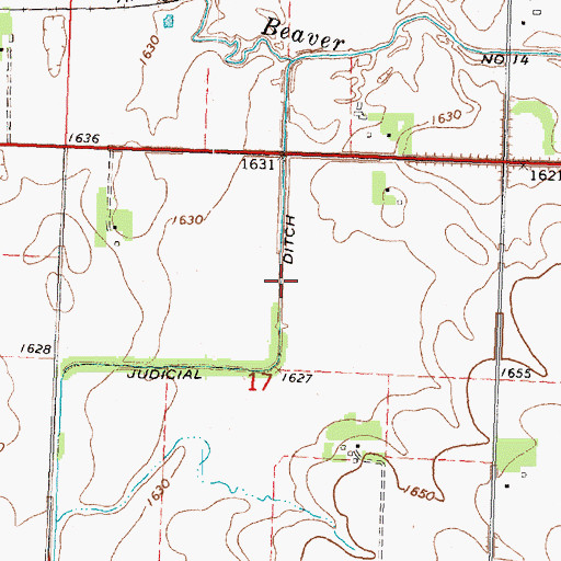 Topographic Map of Judicial Ditch Number Fourteen, MN
