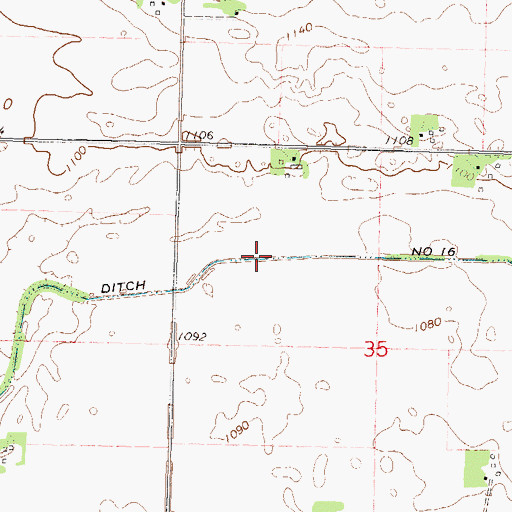 Topographic Map of Judicial Ditch Number Sixteen, MN