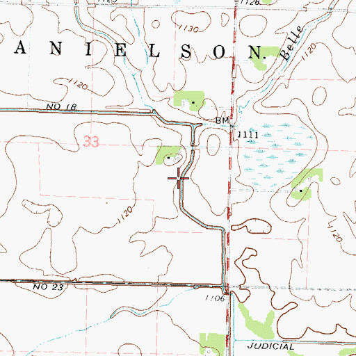 Topographic Map of Judicial Ditch Number Eighteen, MN
