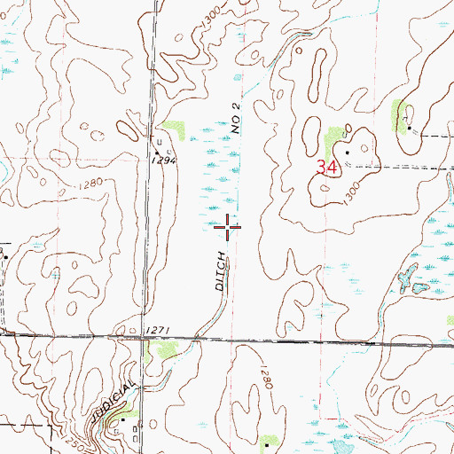 Topographic Map of Judicial Ditch Number Two, MN