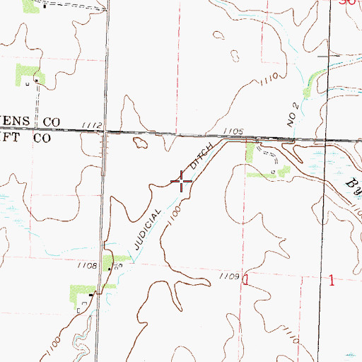 Topographic Map of Judicial Ditch Number Two, MN