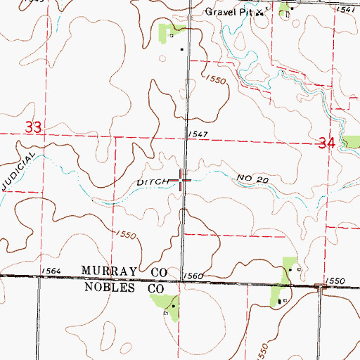 Topographic Map of Judicial Ditch Number Twenty, MN