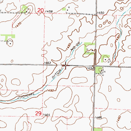 Topographic Map of Judicial Ditch Number Twenty, MN