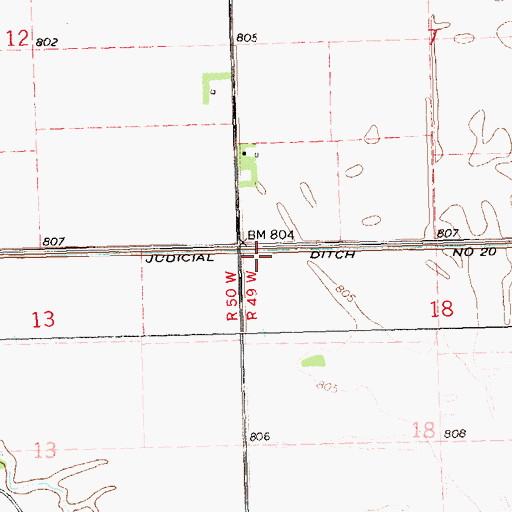 Topographic Map of Judicial Ditch Number Twenty, MN