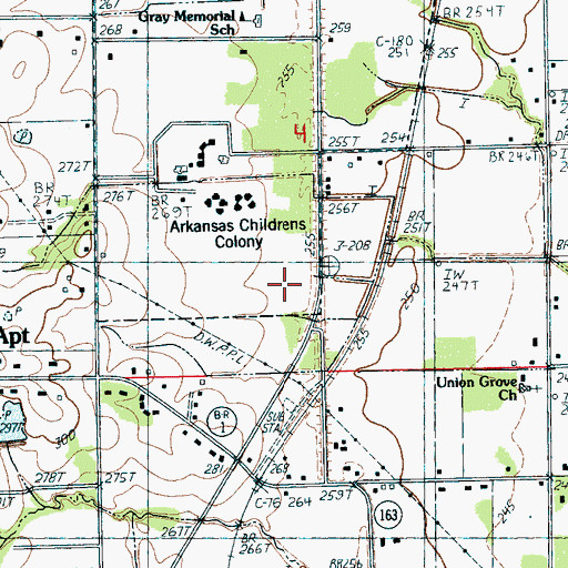 Topographic Map of Southside Softball Complex, AR