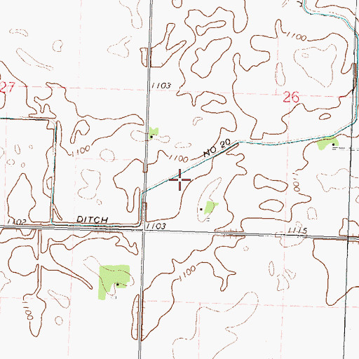 Topographic Map of Judicial Ditch Number Twenty, MN