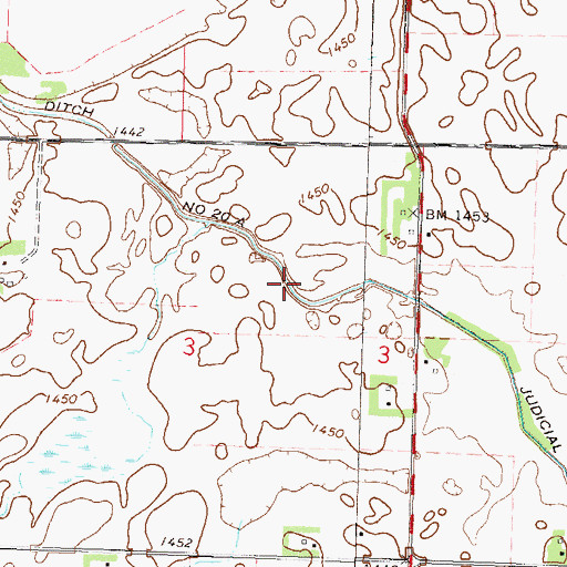 Topographic Map of Judicial Ditch Number Twenty A, MN