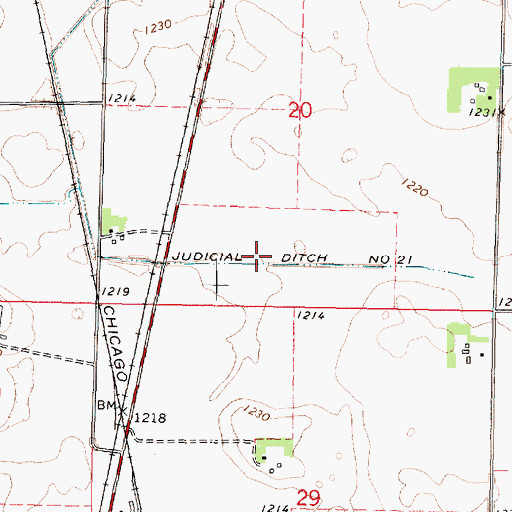 Topographic Map of Judicial Ditch Number Twentyone, MN