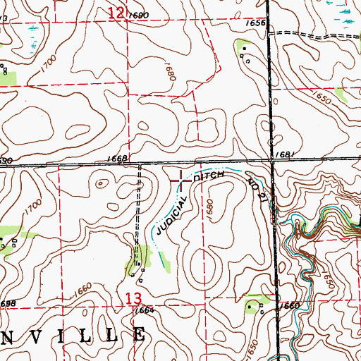 Topographic Map of Judicial Ditch Number Twentyone, MN