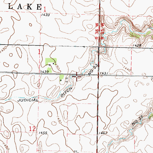 Topographic Map of Judicial Ditch Number Twentythree, MN