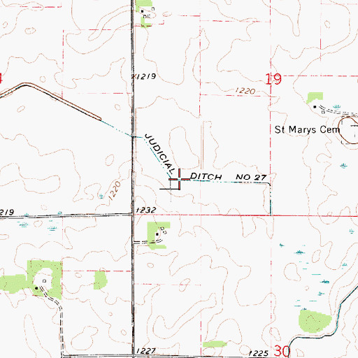 Topographic Map of Judicial Ditch Number Twentyseven, MN