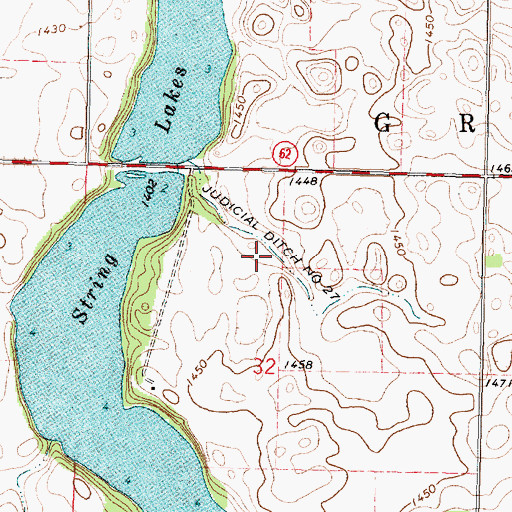 Topographic Map of Judicial Ditch Number Twentyseven, MN