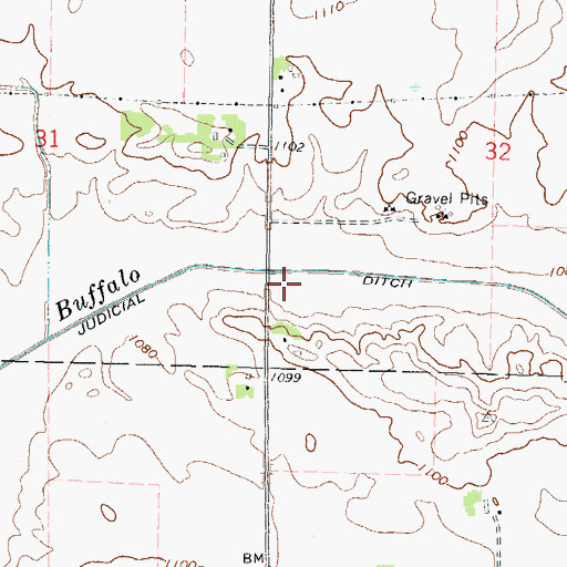 Topographic Map of Judicial Ditch Number Twentyseven, MN