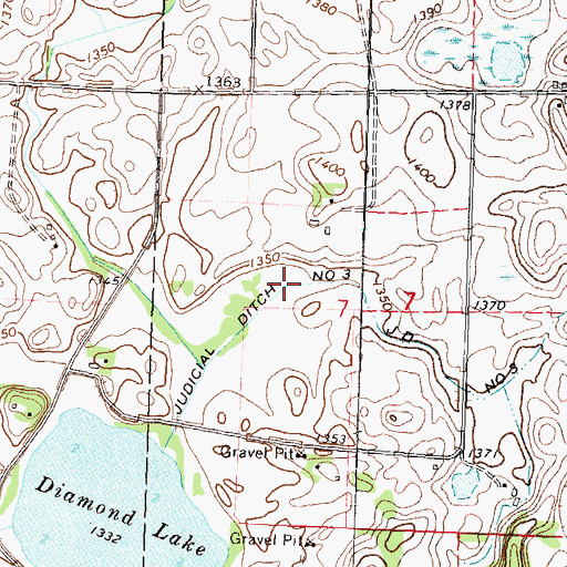 Topographic Map of Judicial Ditch Number Three, MN