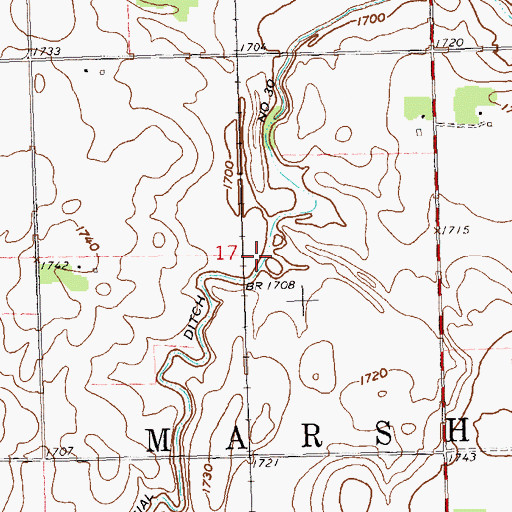 Topographic Map of Judicial Ditch Number Thirty, MN