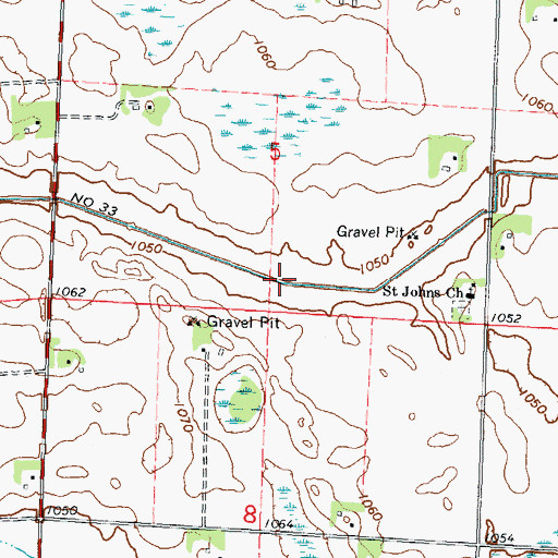 Topographic Map of Judicial Ditch Number Thirtythree, MN