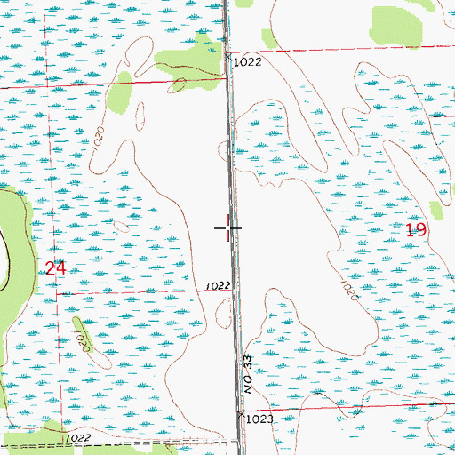 Topographic Map of Judicial Ditch Number Thirtythree, MN
