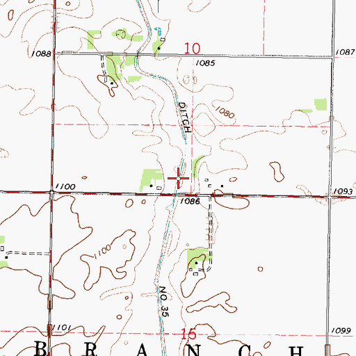 Topographic Map of Judicial Ditch Number Thirtyfive, MN