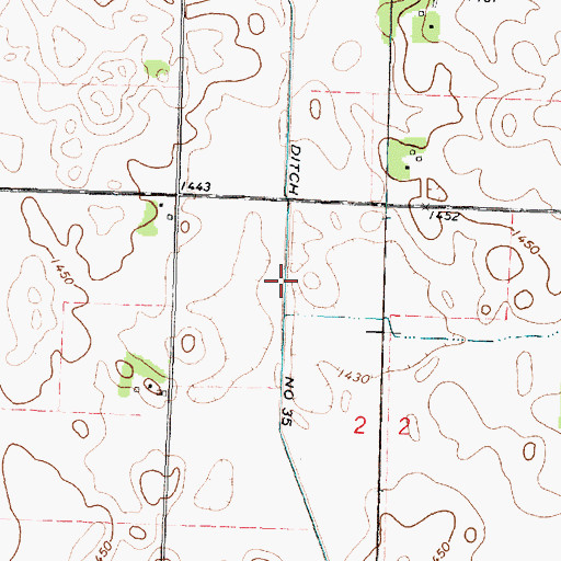 Topographic Map of Judicial Ditch Number Thirtyfive, MN