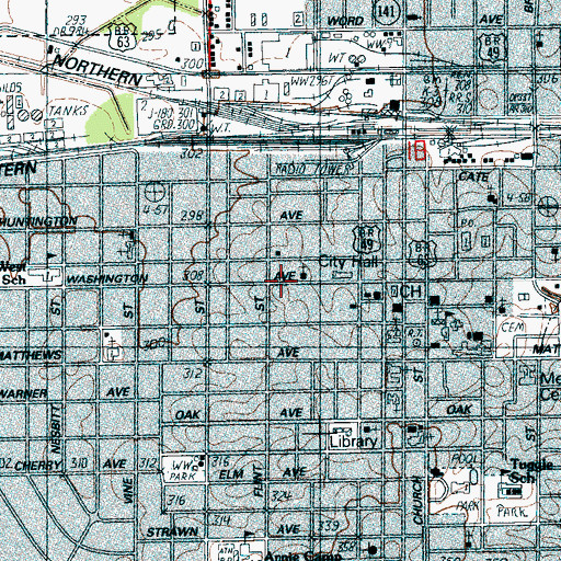 Topographic Map of West Washington Avenue Historic District, AR