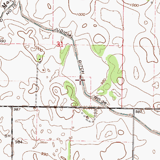Topographic Map of Judicial Ditch Number Thirtysix, MN