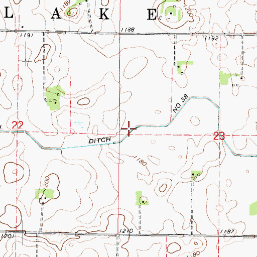 Topographic Map of Judicial Ditch Number Thirtyeight, MN
