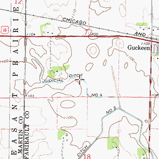 Topographic Map of Judicial Ditch Number Four, MN
