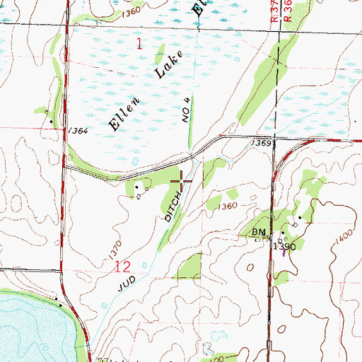 Topographic Map of Judicial Ditch Number Four, MN