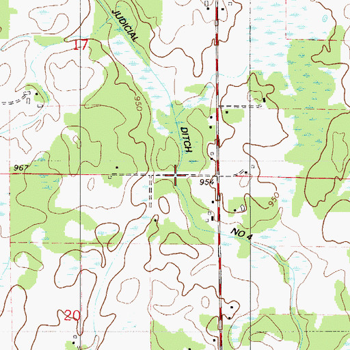 Topographic Map of Judicial Ditch Number Four, MN