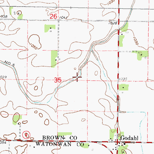 Topographic Map of Judicial Ditch Number Five, MN