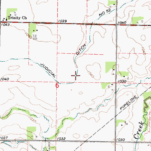 Topographic Map of Judicial Ditch Number Fiftytwo, MN
