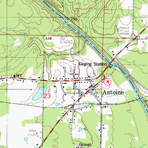 Topographic Map of Antoine Cemetery, AR