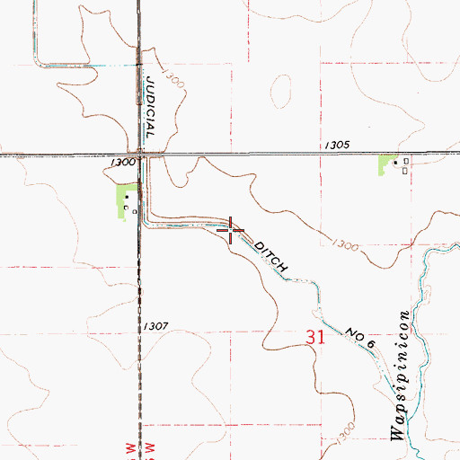Topographic Map of Judicial Ditch Number Six, MN