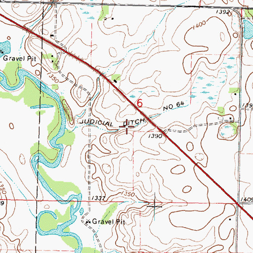 Topographic Map of Judicial Ditch Number Sixtyfour, MN