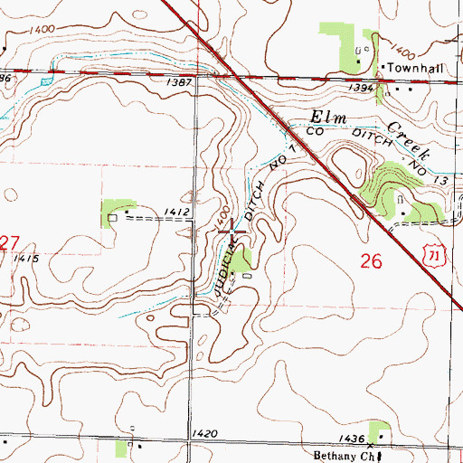 Topographic Map of Judicial Ditch Number Seven, MN