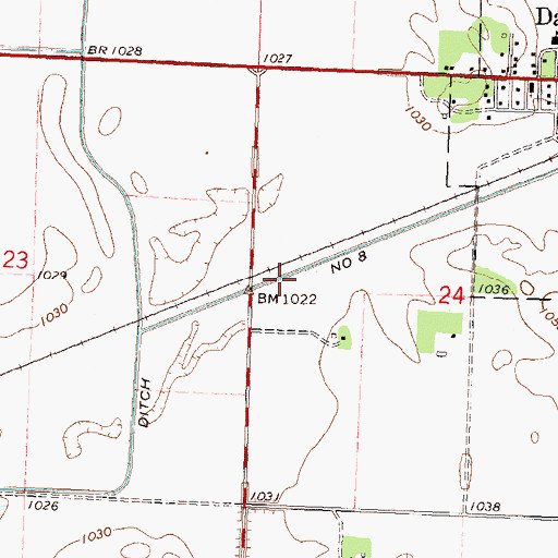 Topographic Map of Judicial Ditch Number Eighty, MN