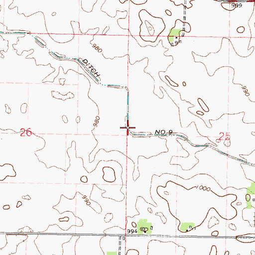 Topographic Map of Judicial Ditch Number Nine, MN