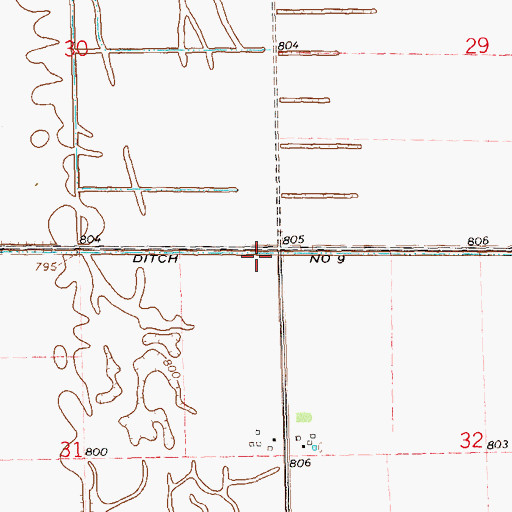Topographic Map of Judicial Ditch Number Nine, MN