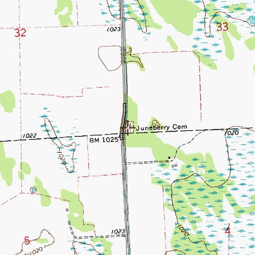 Topographic Map of Juneberry Cemetery, MN
