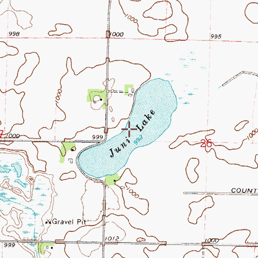 Topographic Map of Juni Lake, MN