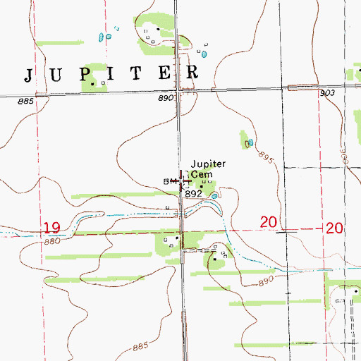 Topographic Map of Jupiter Community Cemetery, MN