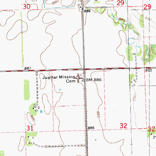 Topographic Map of Jupiter Mission Cemetery, MN