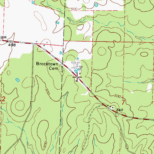 Topographic Map of Brocktown (historical), AR