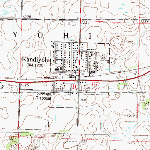 Topographic Map of Kandiyohi, MN