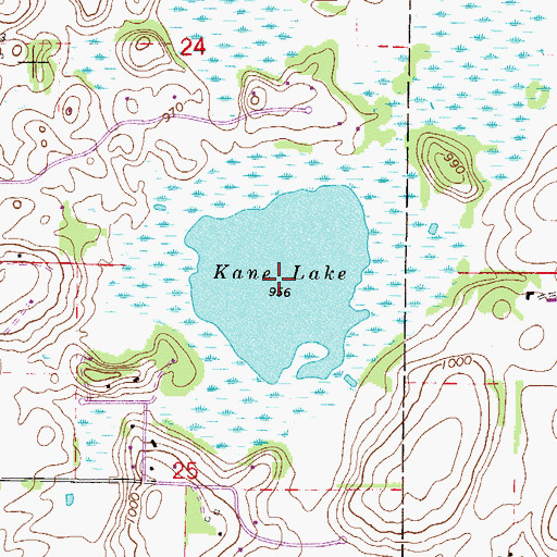 Topographic Map of Kane Lake, MN